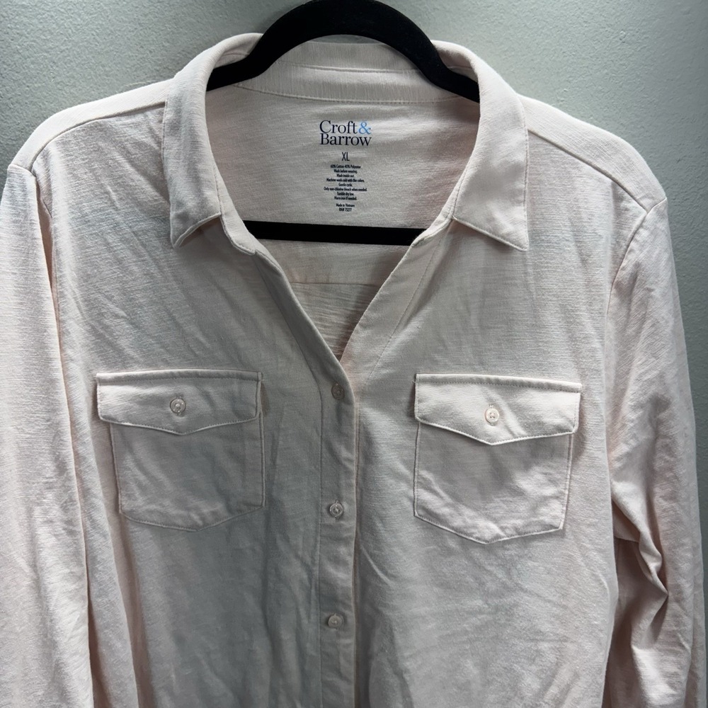 Croft & Barrow Women's Long Sleeve Button-Down Shirt Pink Size XL - Picture 2 of 9